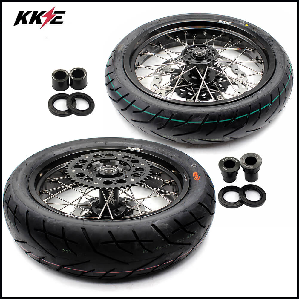 KKE 3.5/4.25*17in. Supmermoto Wheels Set For SUZUKI DRZ400SM 2005-2022 CST Tires