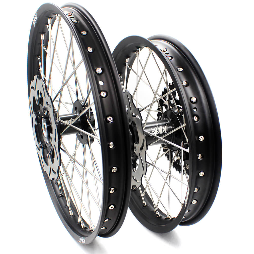 KKE 21/18 Enduro Dirtbike Wheel Rim For SUZUKI DRZ400 DRZ400S DRZ400E Black Hub & Rim