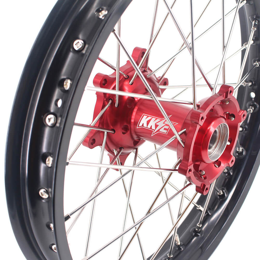 KKE 21 & 18 Enduro Rims for GAS GAS Enduro Bikes 2018-2020 Red CNC Hub