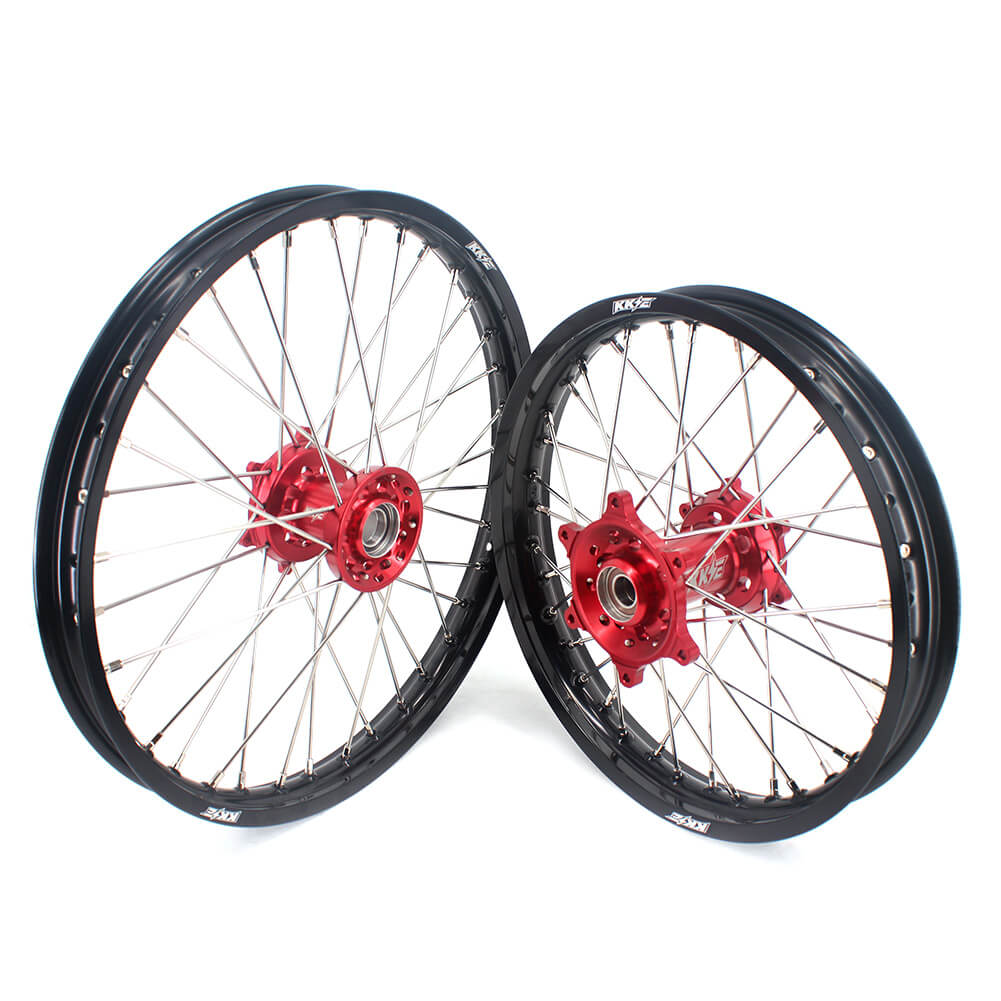 KKE 21 & 18 Enduro Rims for GAS GAS Enduro Bikes 2018-2020 Red CNC Hub