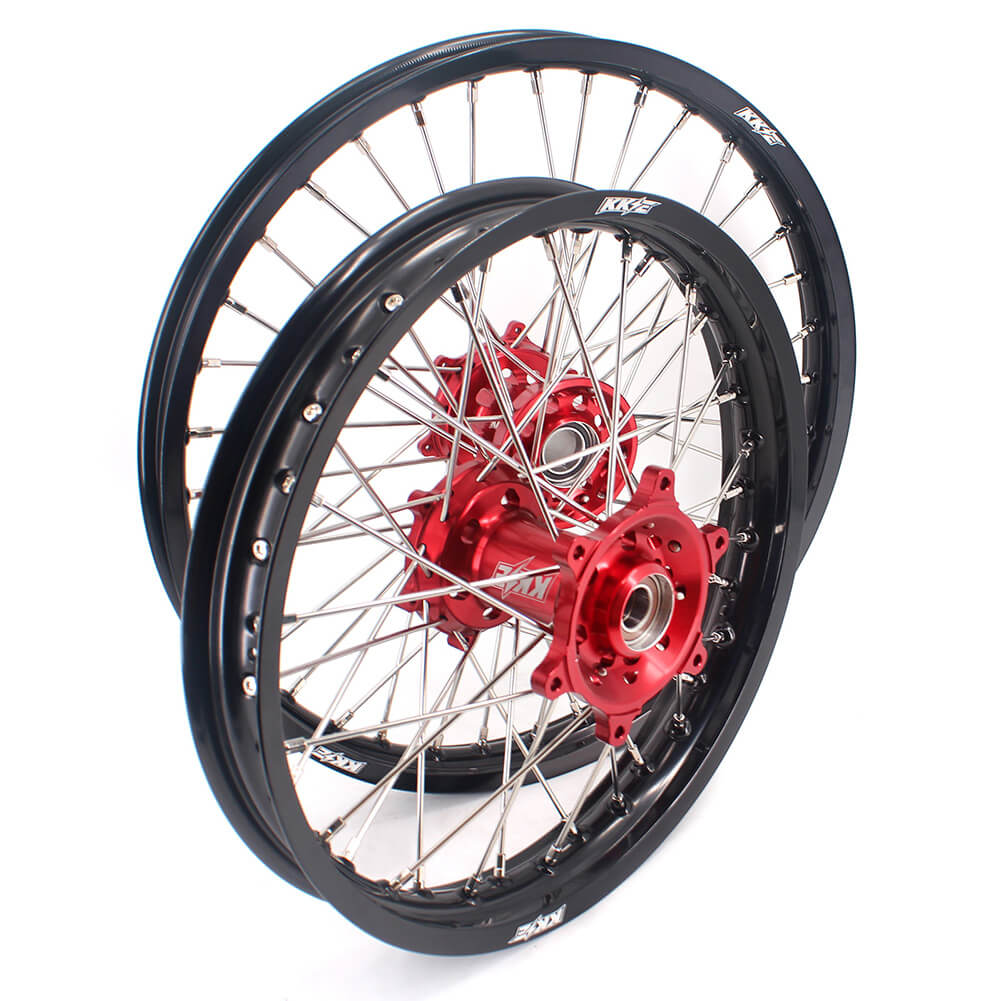 KKE 21 & 18 Enduro Rims for GAS GAS Enduro Bikes 2018-2020 Red CNC Hub