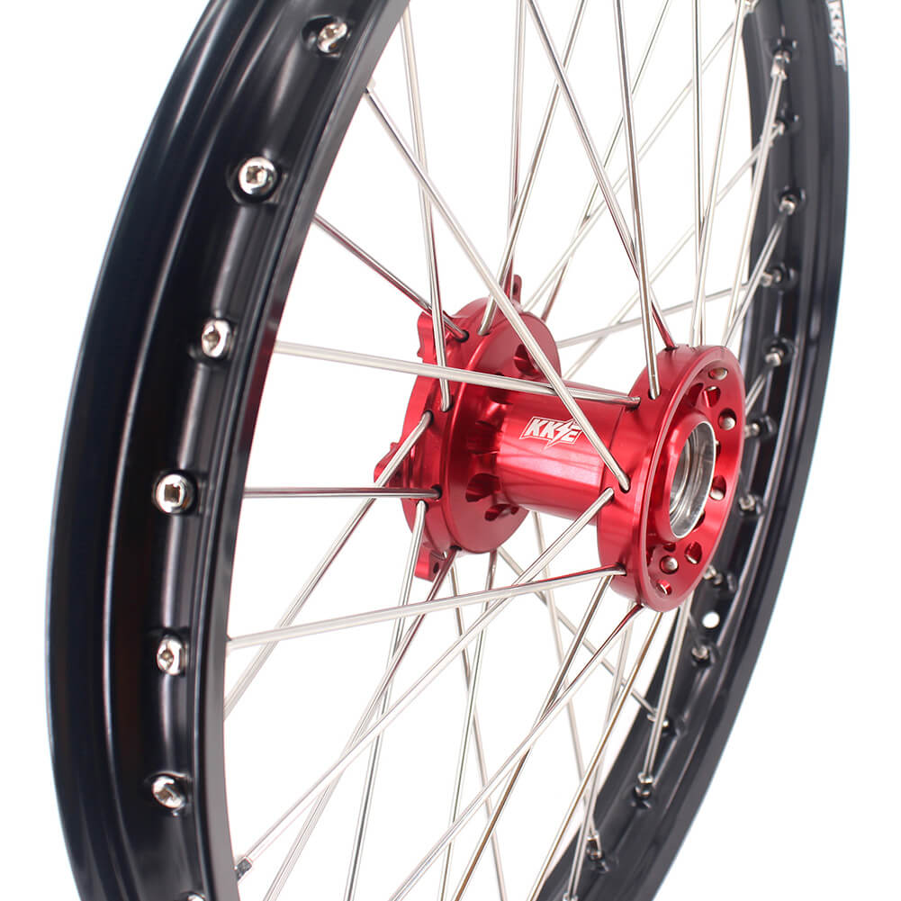 KKE 21 & 18 Enduro Rims for GAS GAS Enduro Bikes 2018-2020 Red CNC Hub