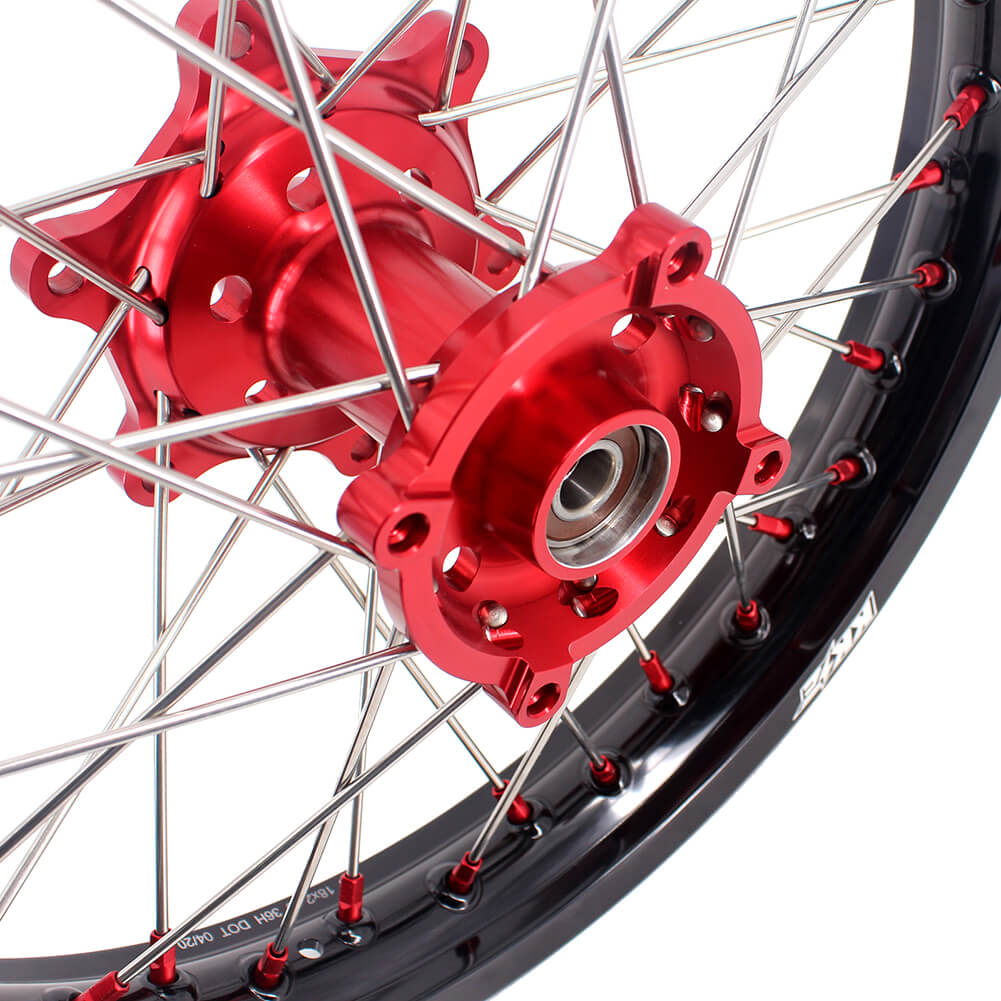 KKE 21" 18" OEM Size Motorcycle Alloy Wheels Rims Compatible with HONDA XR650L 1993-2022 Red Nipples