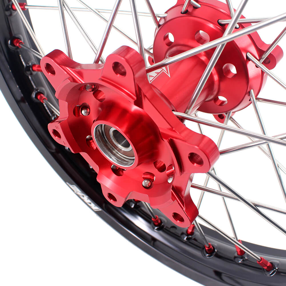 KKE 21" 18" OEM Size Motorcycle Alloy Wheels Rims Compatible with HONDA XR650L 1993-2022 Red Nipples