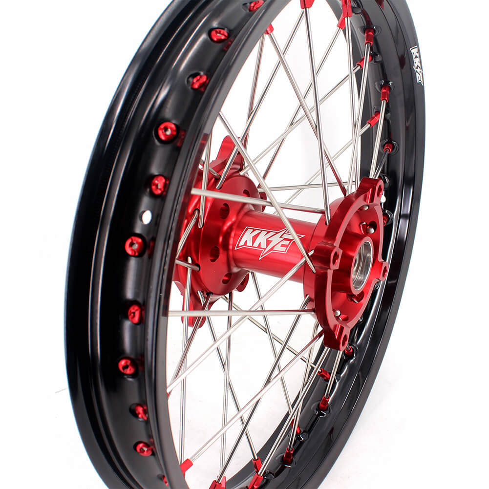 KKE 21" 18" OEM Size Motorcycle Alloy Wheels Rims Compatible with HONDA XR650L 1993-2022 Red Nipples