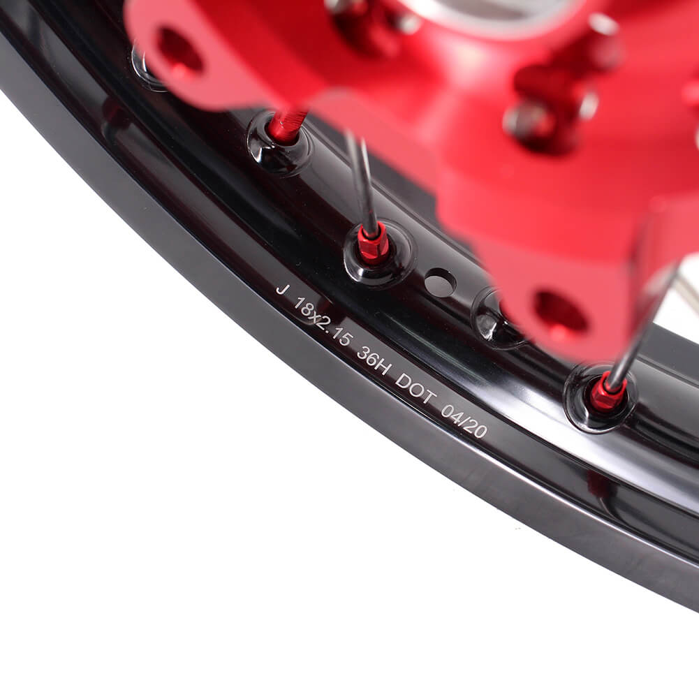 KKE 21" 18" OEM Size Motorcycle Alloy Wheels Rims Compatible with HONDA XR650L 1993-2022 Red Nipples
