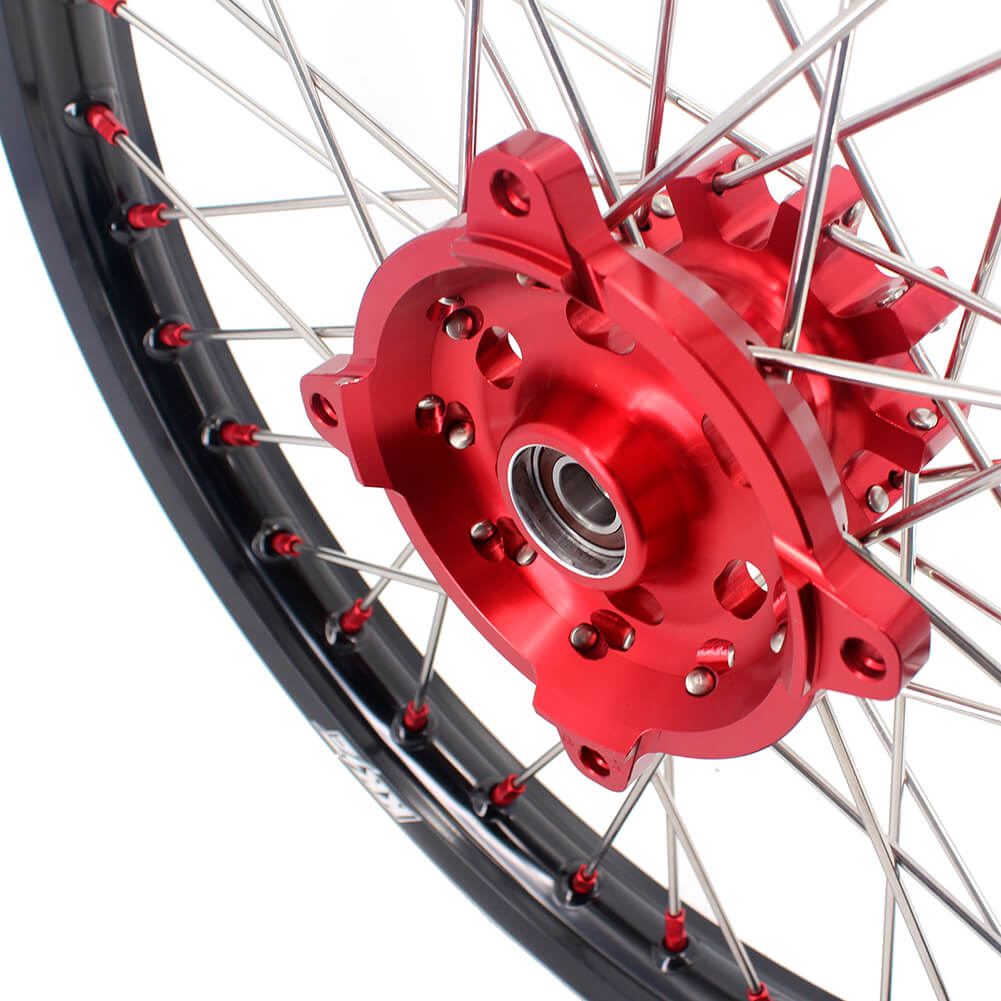 KKE 21" 18" OEM Size Motorcycle Alloy Wheels Rims Compatible with HONDA XR650L 1993-2022 Red Nipples
