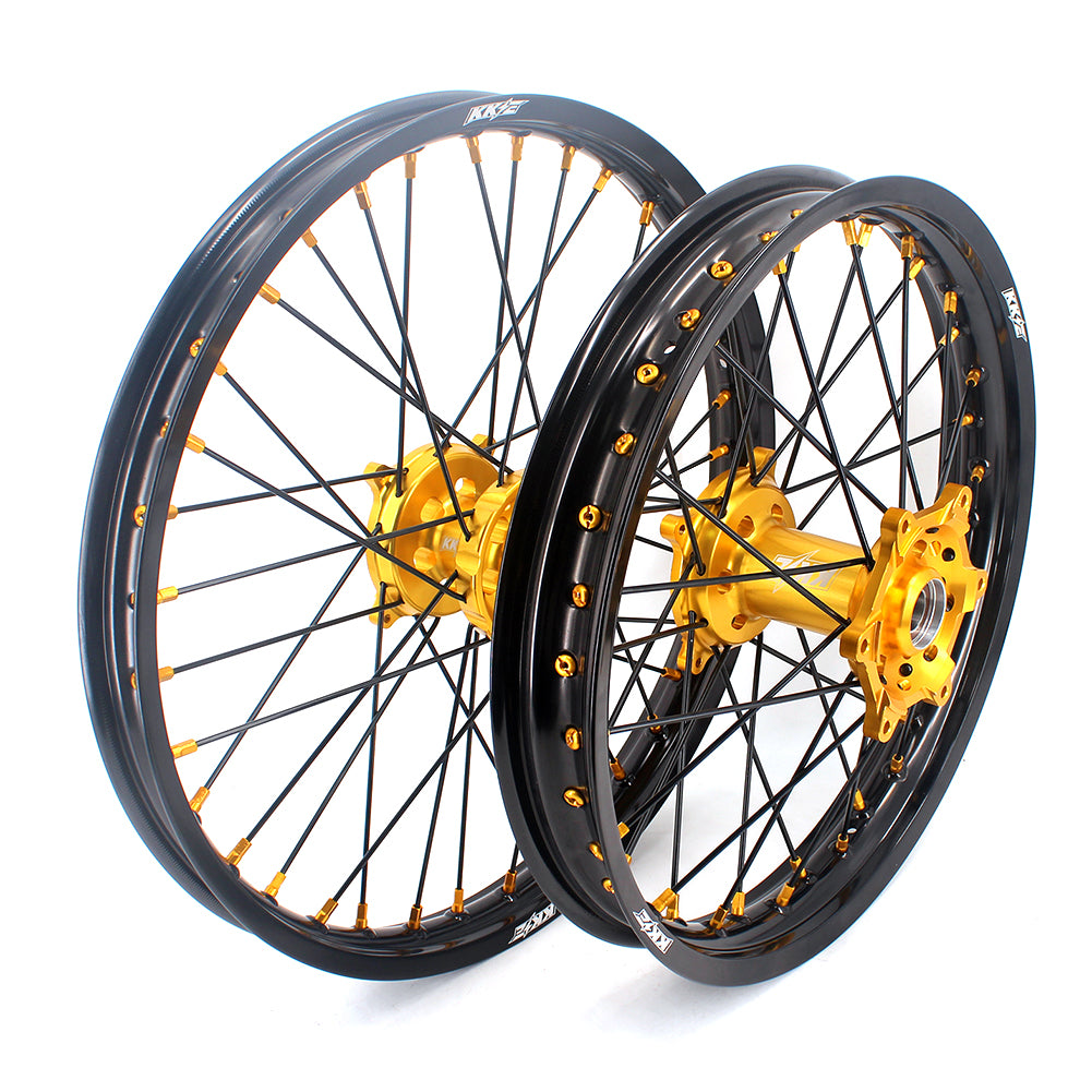 KKE 21 & 19 MX Wheels Rims for SUZUKI RMZ250 2007 RMZ450 2005-2022 Black Spokes