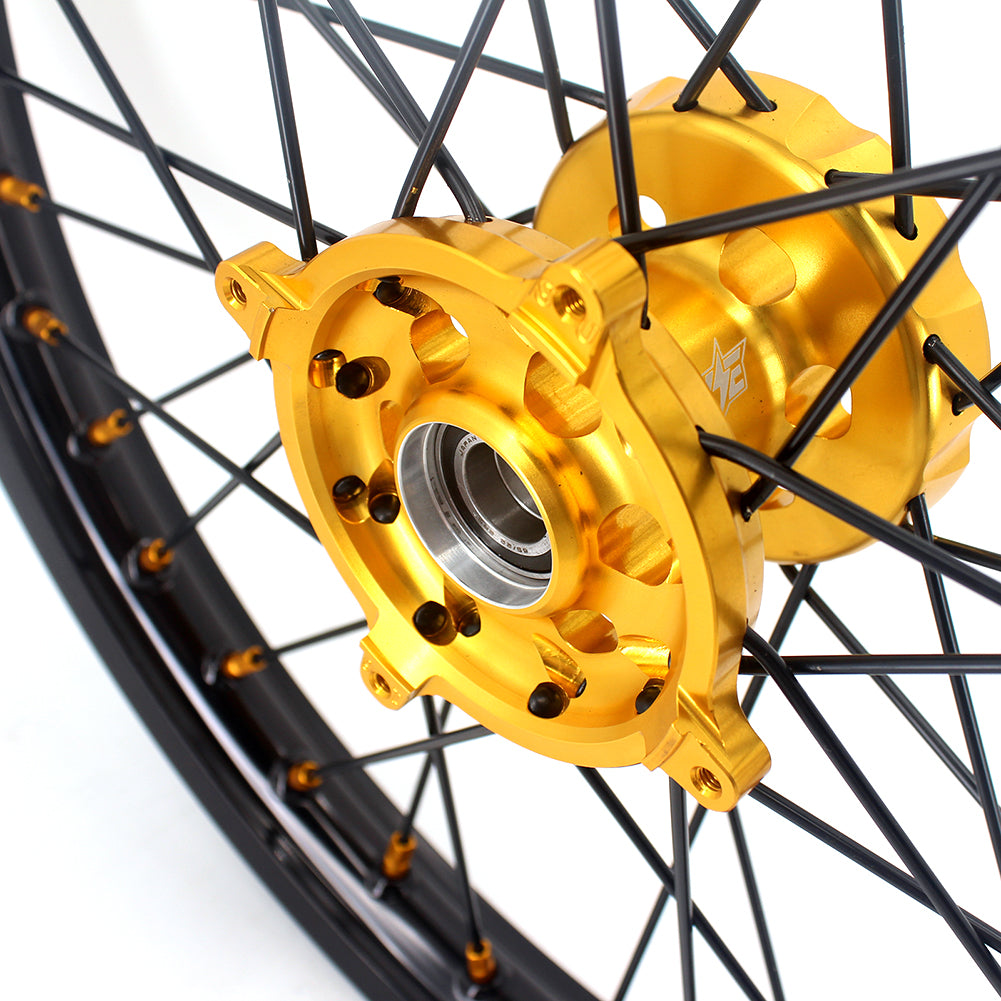 KKE 21 & 19 MX Wheels Rims for SUZUKI RMZ250 2007 RMZ450 2005-2022 Black Spokes