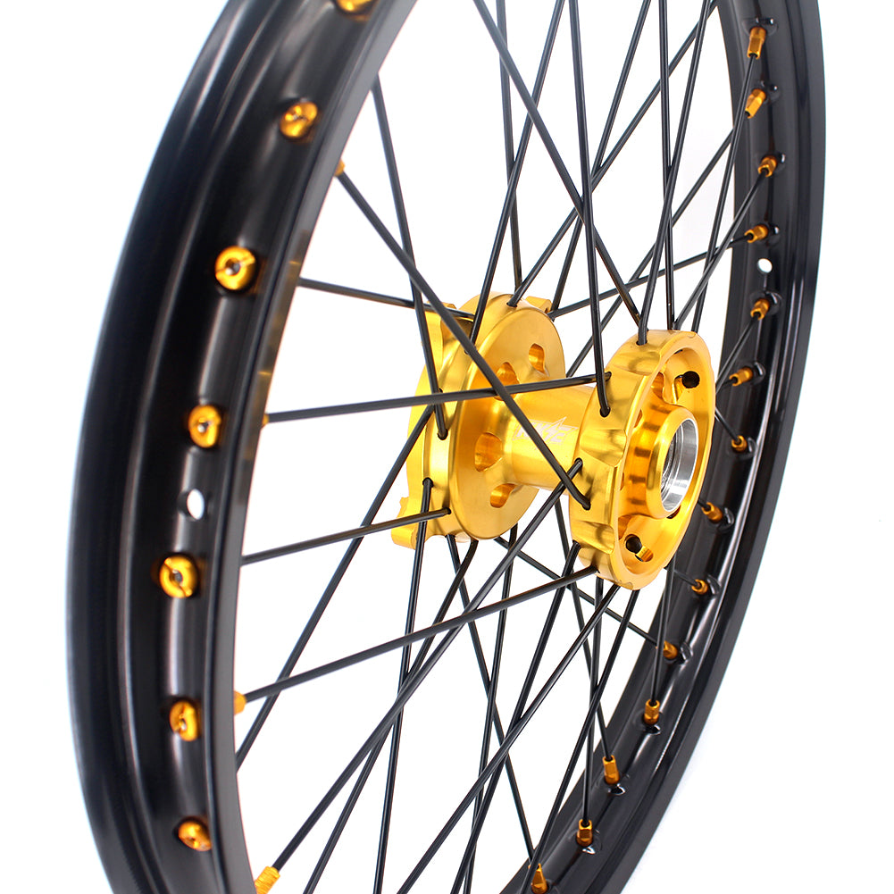 KKE 21 & 19 MX Wheels Rims for SUZUKI RMZ250 2007 RMZ450 2005-2022 Black Spokes