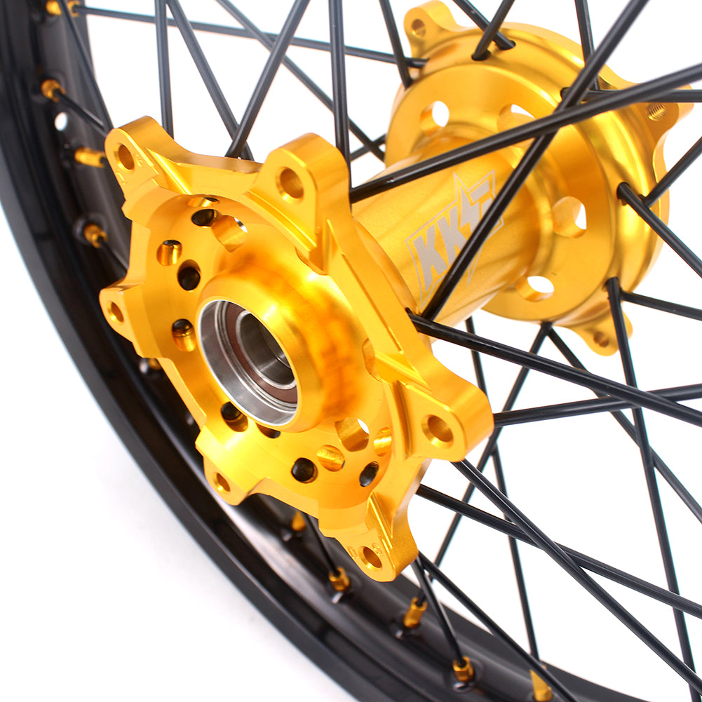 KKE 21 & 19 MX Wheels Rims for SUZUKI RMZ250 2007 RMZ450 2005-2022 Black Spokes