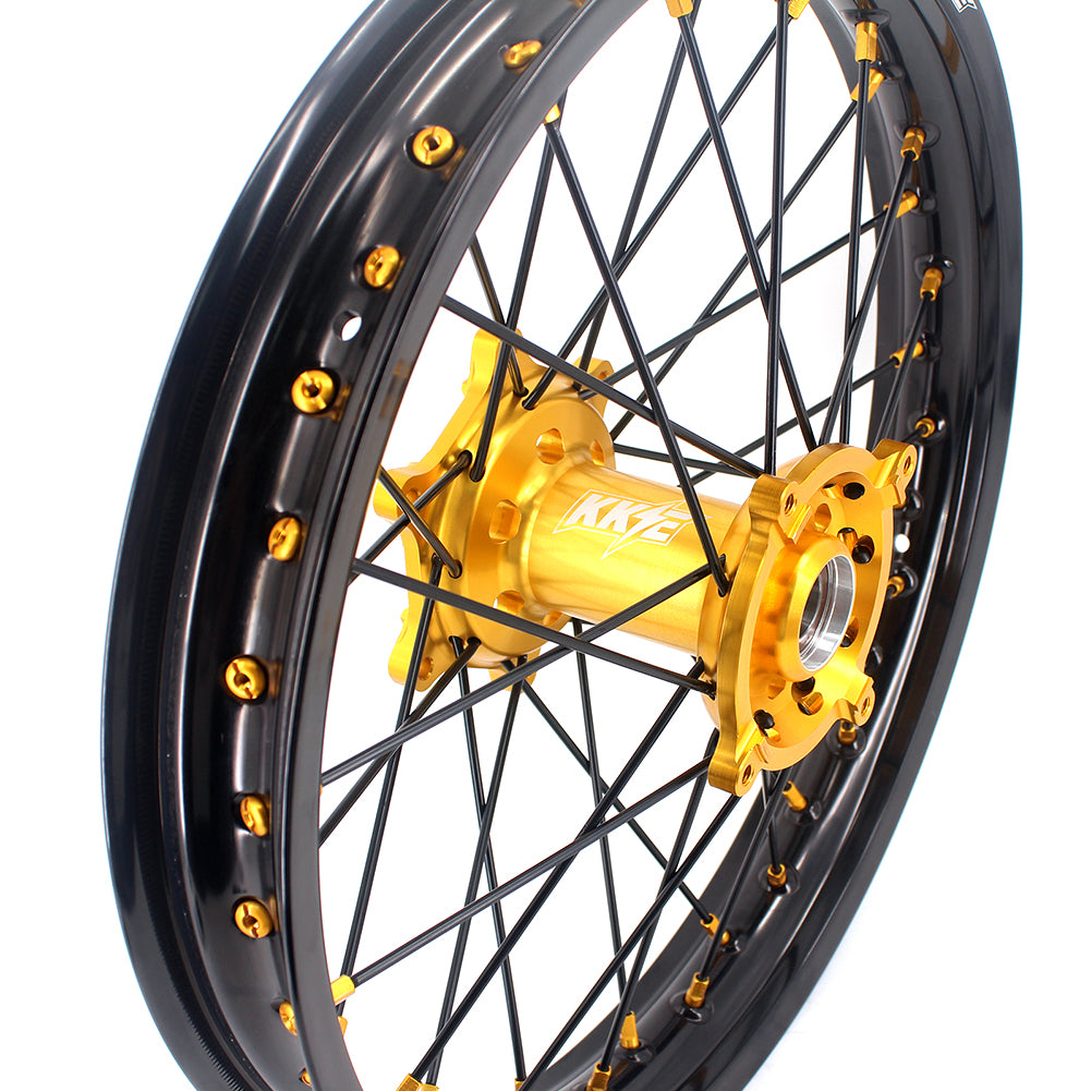 KKE 21 & 19 MX Wheels Rims for SUZUKI RMZ250 2007 RMZ450 2005-2022 Black Spokes
