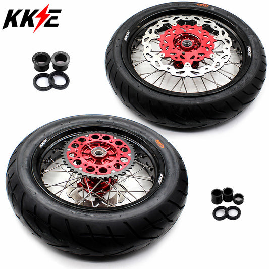 KKE 17 Inch Cush Drive Supermoto Rims Tires For HONDA XR650L 1993-2021