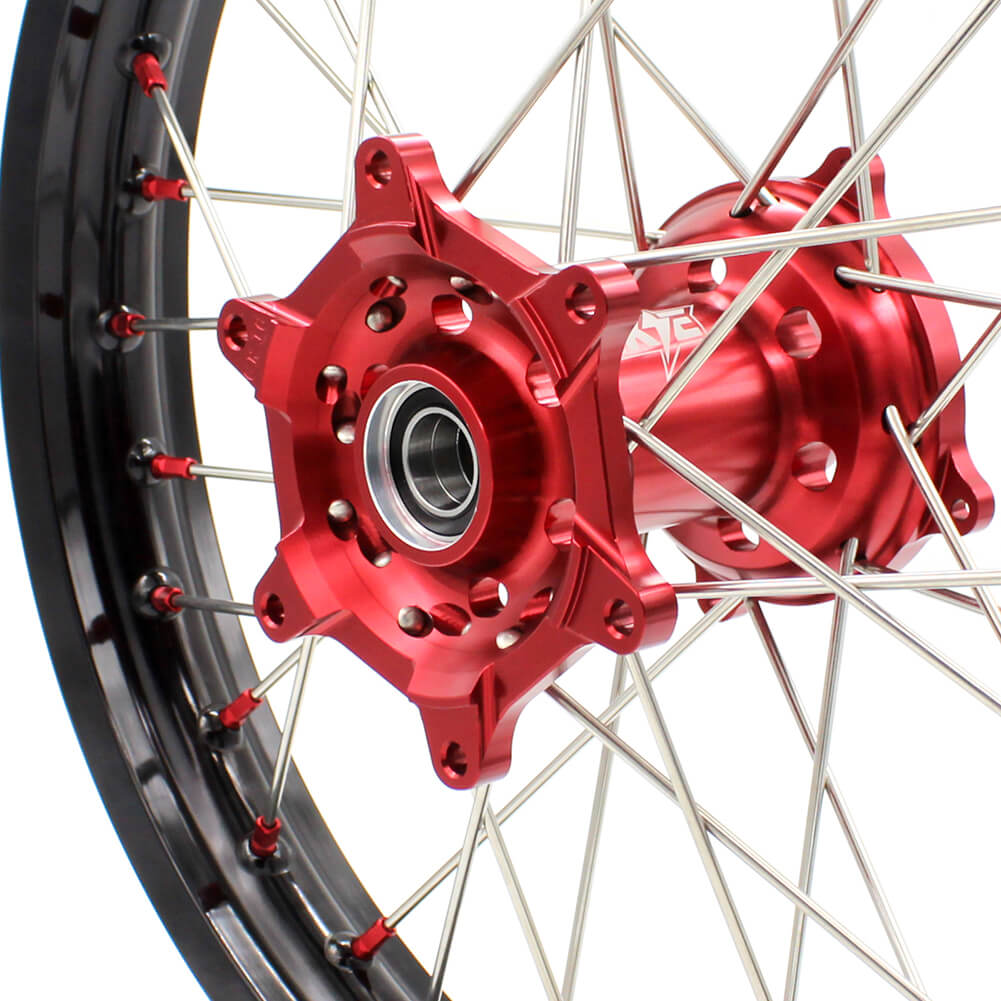 KKE 19 Inch CNC Rear Wheel Compatible with Honda CR125R CR250R Red Nipple
