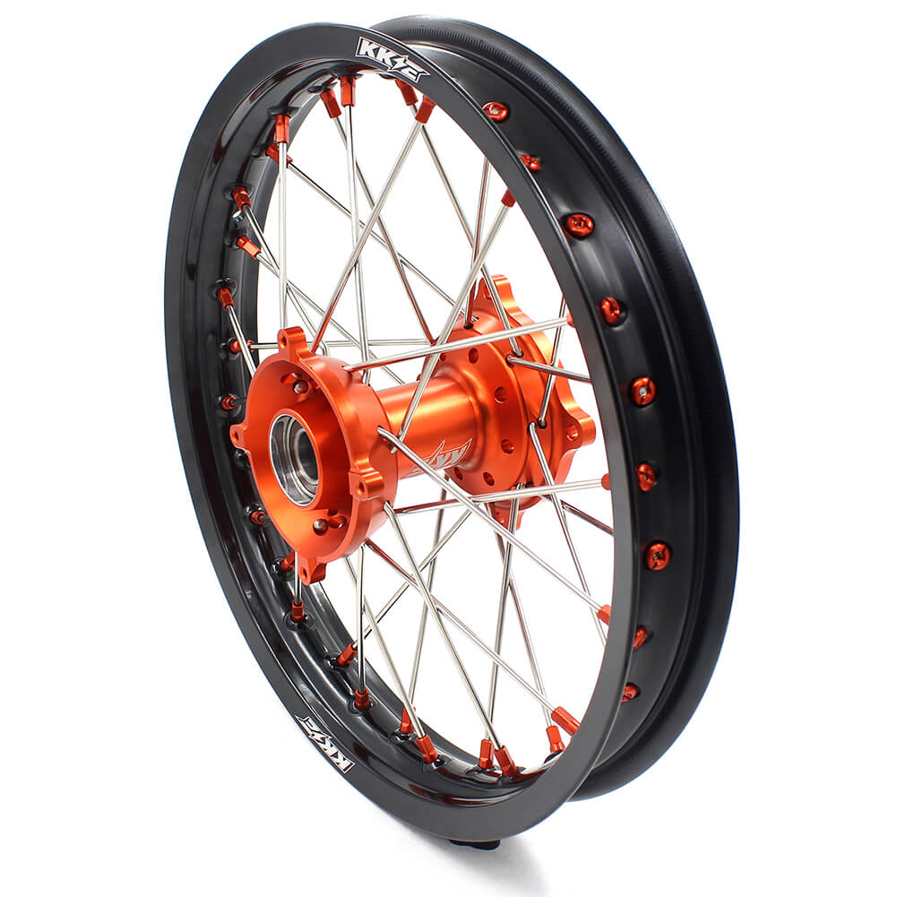 KKE 19in. 16in. Kid's Big Wheels Spoked Rims Fit KTM SX 85 2003-2020 Orange Nipples
