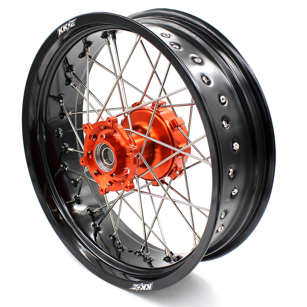 KKE 3.5 & 4.25 Cush Drive Wheels Set for KTM 690 Enduro R 2008-2019 SMC 2007-2011 Orange Hub - KKE Racing