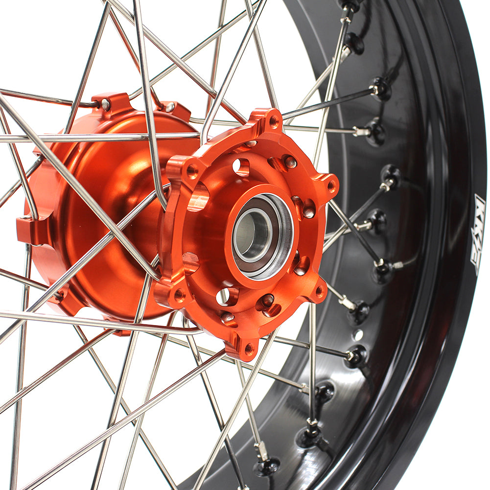 KKE 3.5 & 4.25 Cush Drive Wheels Set for KTM 690 Enduro R 2008-2019 SMC 2007-2011 Orange Hub - KKE Racing