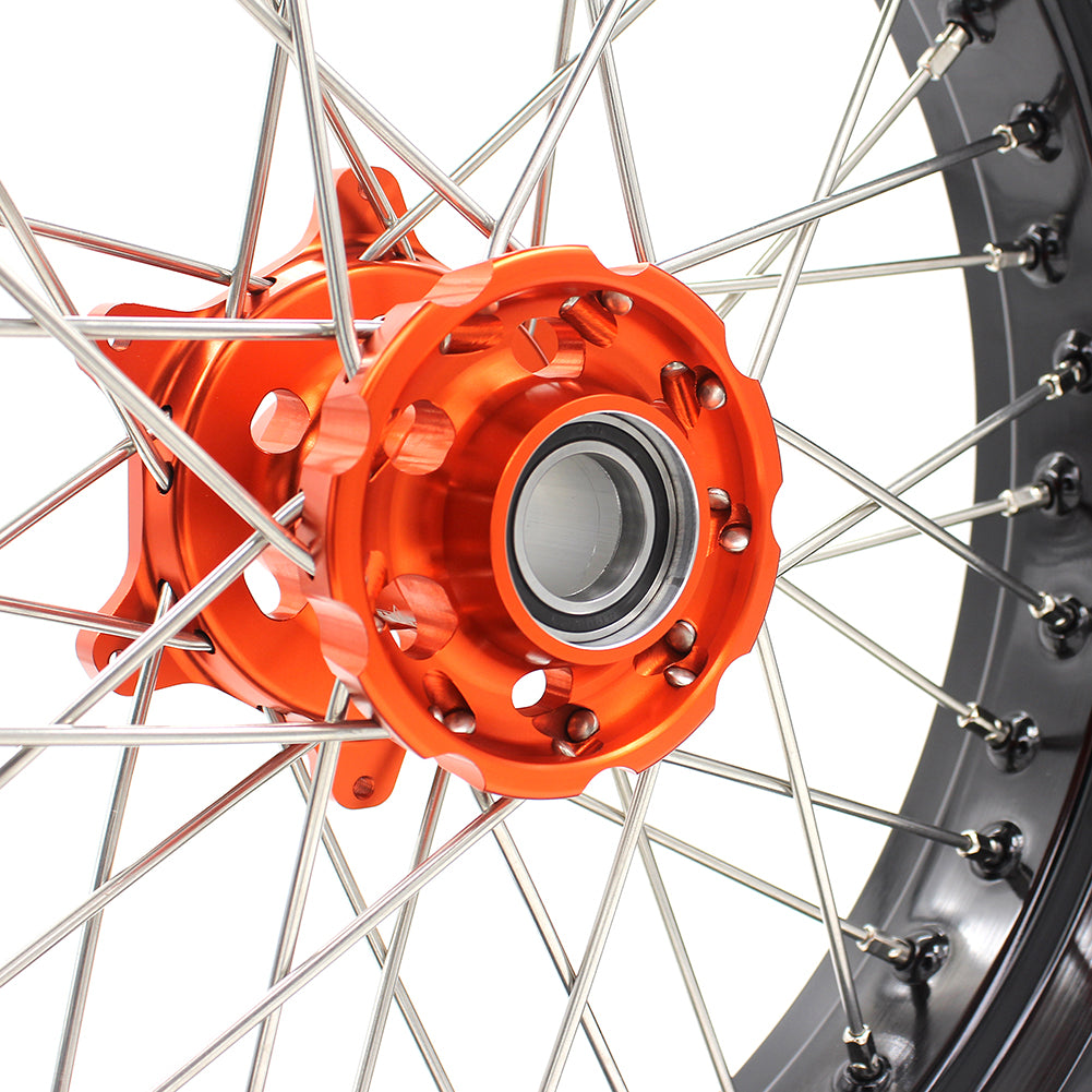 KKE 3.5 & 4.25 Cush Drive Wheels Set for KTM 690 Enduro R 2008-2019 SMC 2007-2011 Orange Hub - KKE Racing