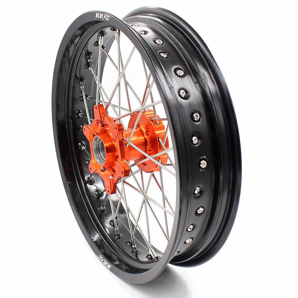 KKE 3.5 & 4.25 Cush Drive Wheels Set for KTM 690 Enduro R 2008-2019 SMC 2007-2011 Orange Hub - KKE Racing