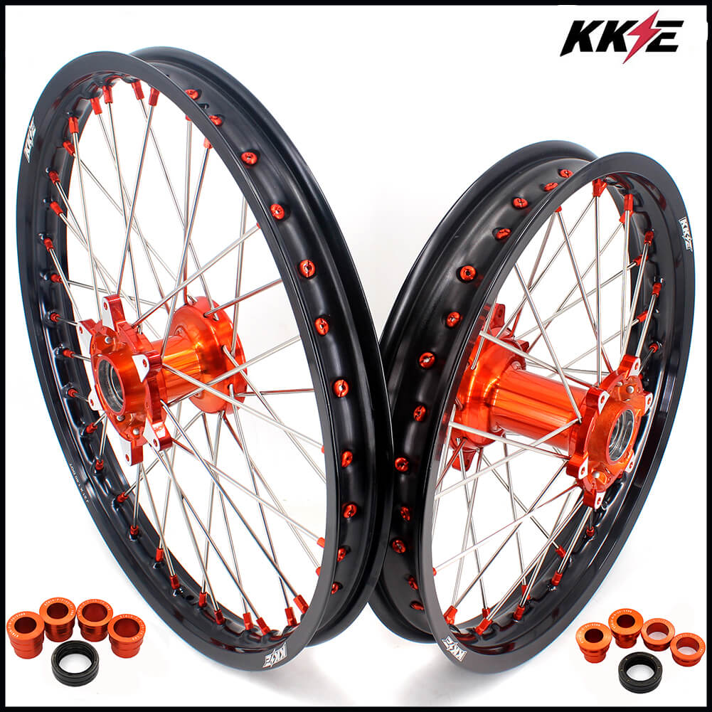 KKE 21 & 19 Cast Wheels for KTM SX SX-F XC XC-F 125-530 2003-2022 Orange Ship from HI