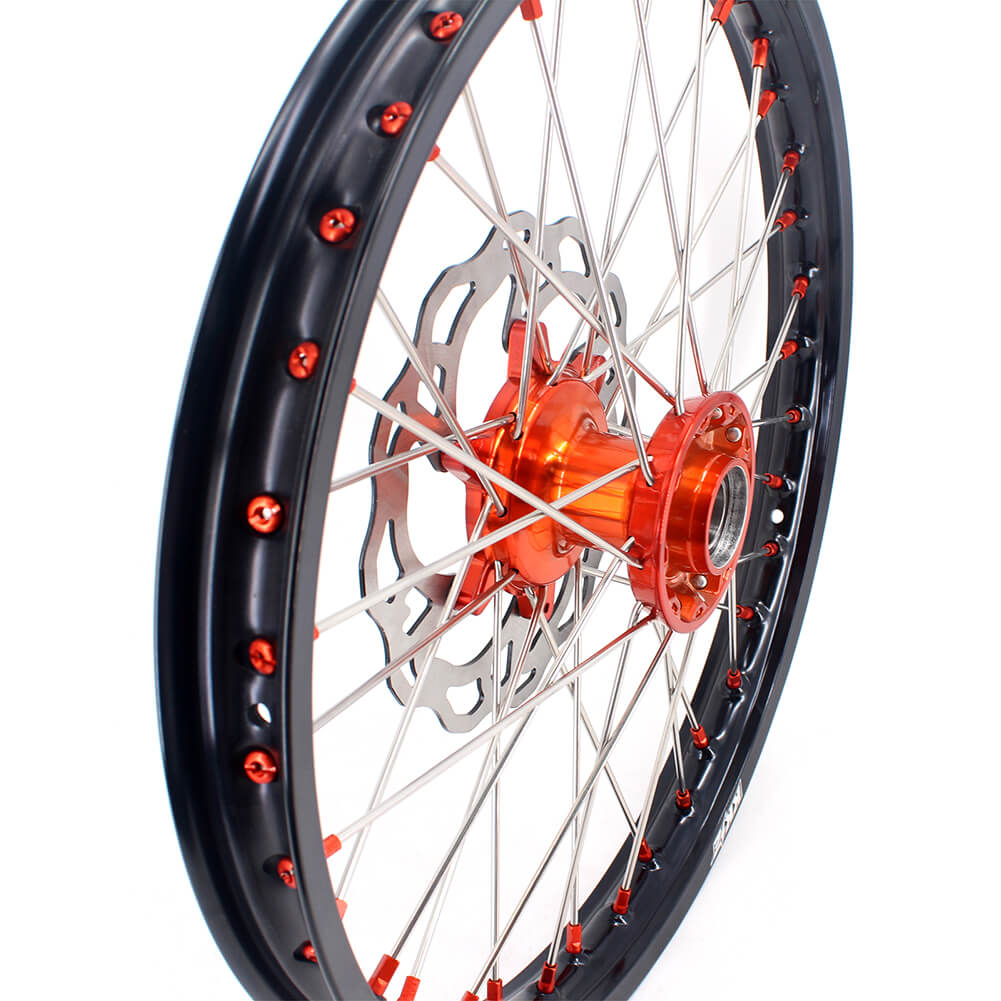 KKE 21" 18" Cast Enduro Wheels For KTM EXC EXC-F EXC-E 2003-2024 Orange Nipples