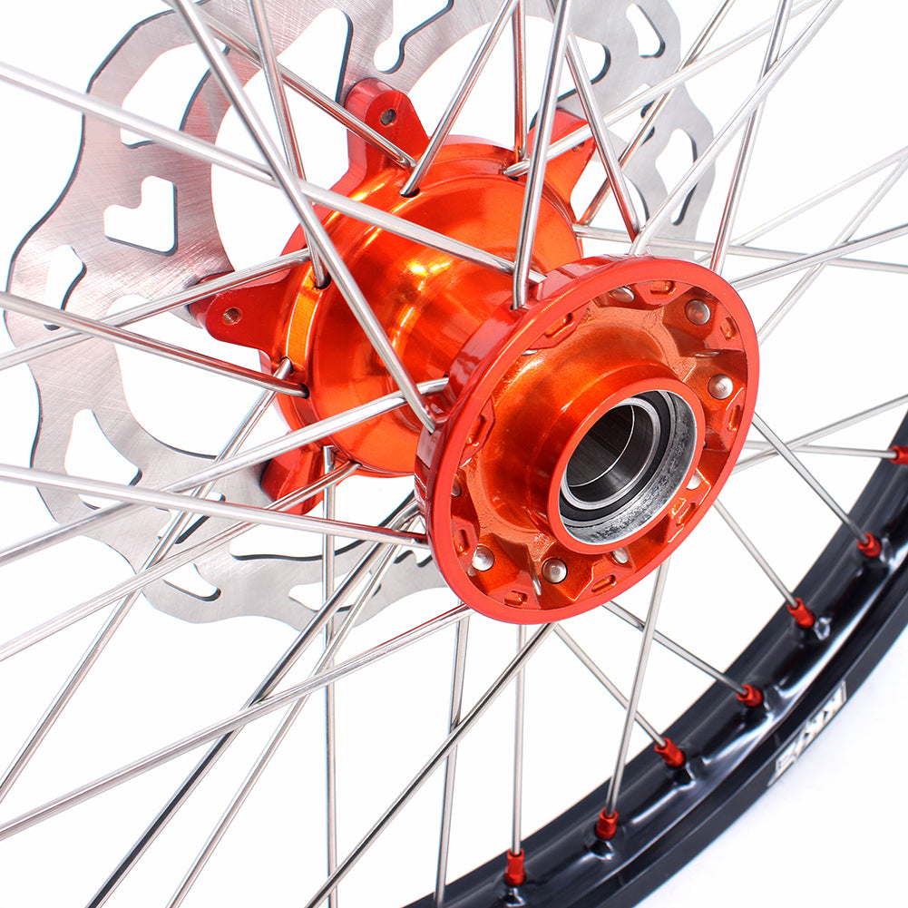 KKE 21 & 19 Cast Wheels for KTM SX SX-F XC XC-F 125-530 2003-2022 Orange Ship from HI