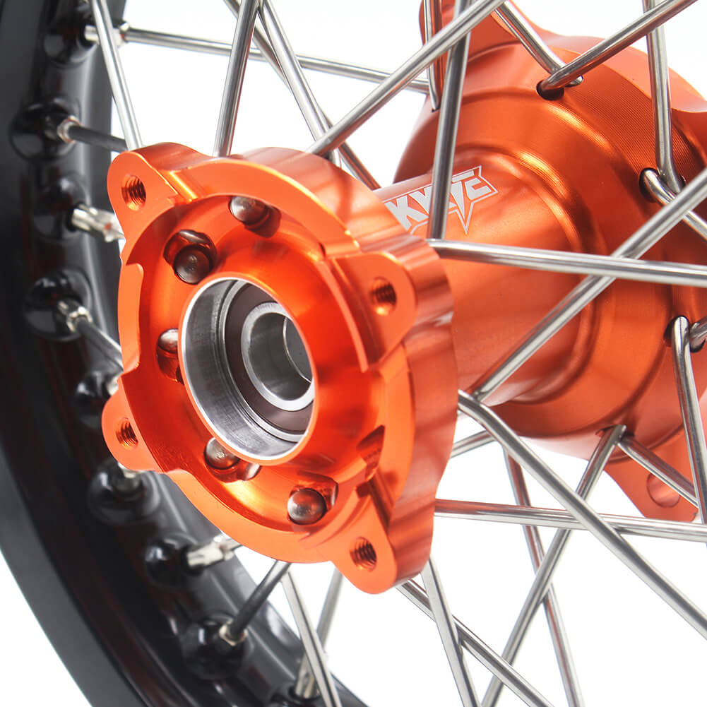 KKE 1.6*12/1.6*10 SPOKED KID'S SMALL WHEELS RIMS SET FIT KTM50 SX 2014-2016 MINI BIKE ORANGE - KKE Racing