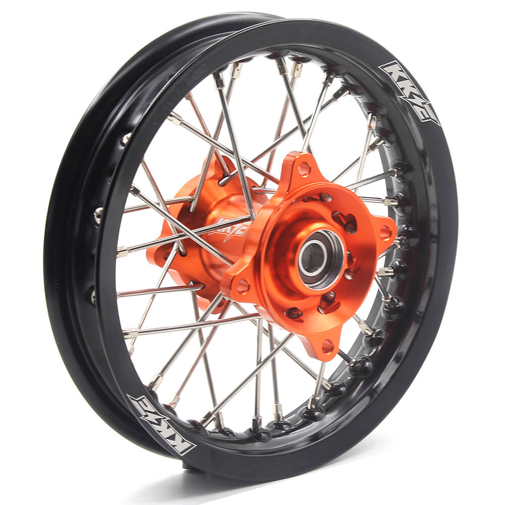 KKE 1.6*12/1.6*10 SPOKED KID'S SMALL WHEELS RIMS SET FIT KTM50 SX 2014-2016 MINI BIKE ORANGE - KKE Racing