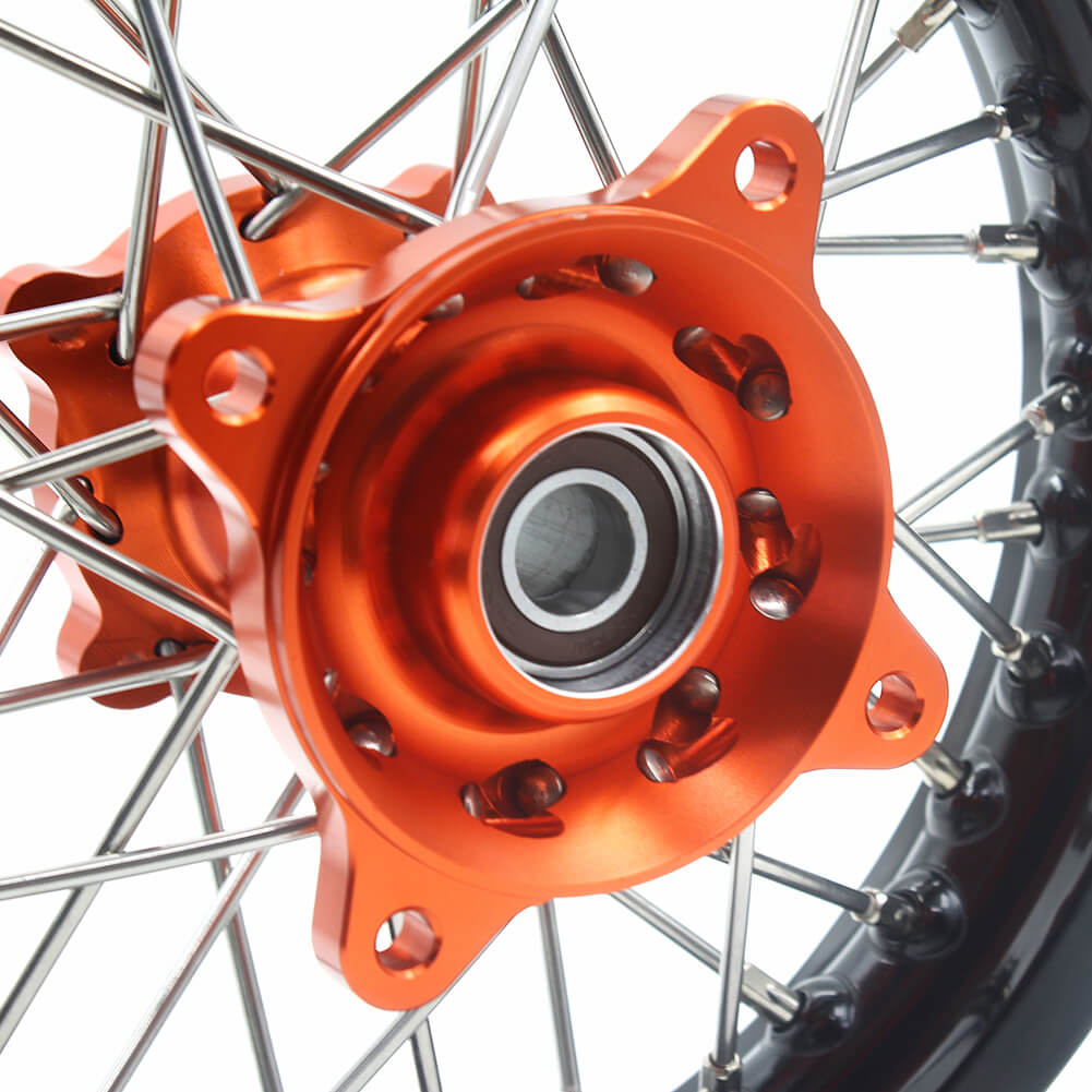 KKE 1.6*12/1.6*10 SPOKED KID'S SMALL WHEELS RIMS SET FIT KTM50 SX 2014-2016 MINI BIKE ORANGE - KKE Racing