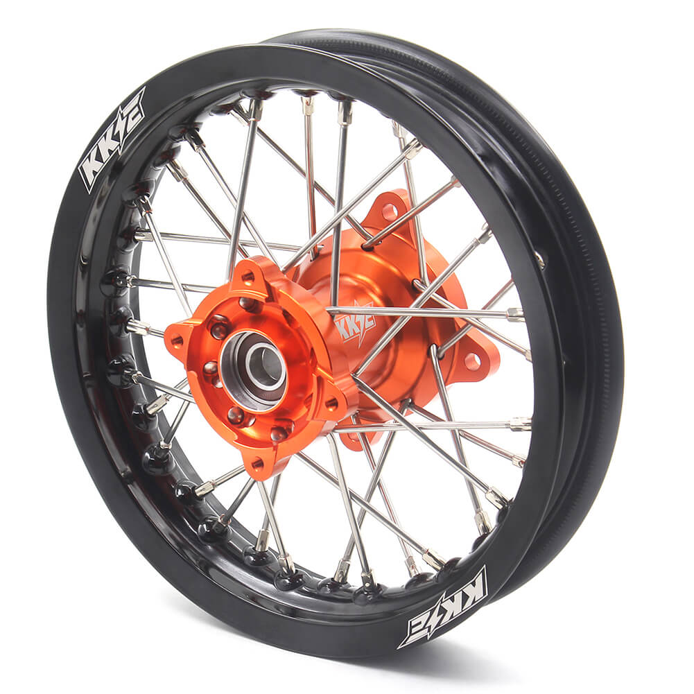 KKE 1.6*12/1.6*10 SPOKED KID'S SMALL WHEELS RIMS SET FIT KTM50 SX 2014-2016 MINI BIKE ORANGE - KKE Racing