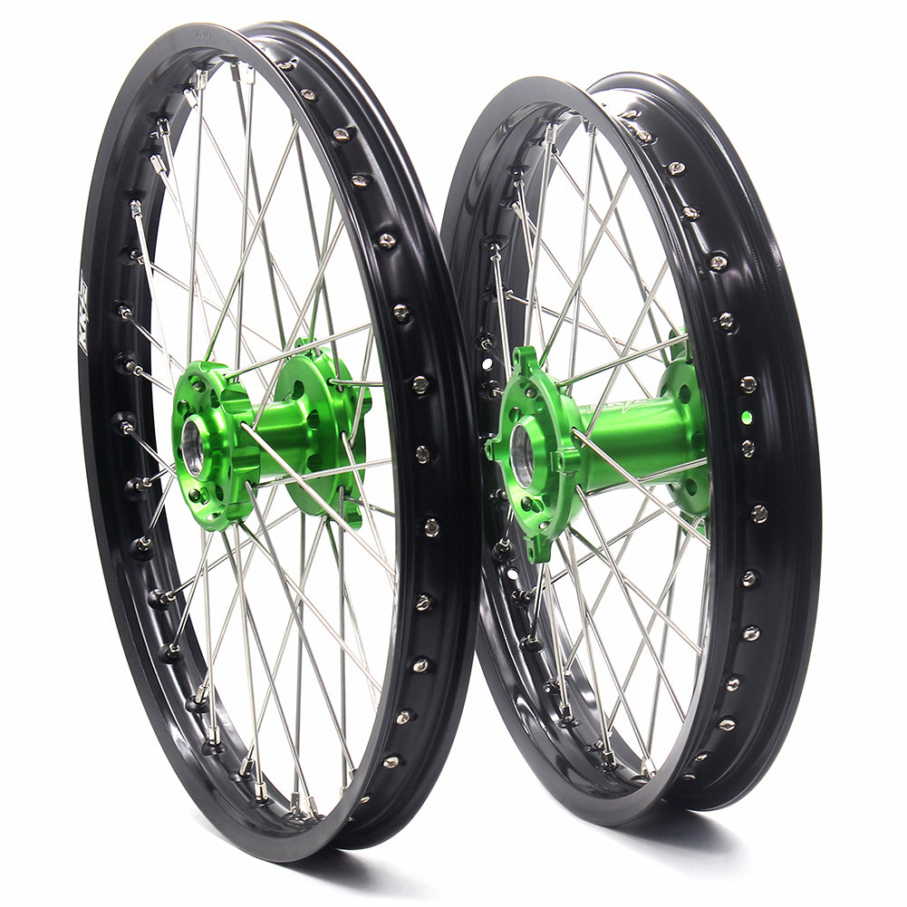 KKE 21/18 Enduro Wheels For KAWASAKI KX250F KX450F 2019 2020 2021 Green&Black