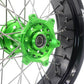 KKE 3.5/4.25 17IN. SUPERMOTO WHEELS RIMS SET FOR KAWASAKI KX250F KX450F 2006-2018 GREEN HUB BLACK RIMS - KKE Racing