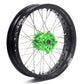 KKE 3.5/4.25 17IN. SUPERMOTO WHEELS RIMS SET FOR KAWASAKI KX250F KX450F 2006-2018 GREEN HUB BLACK RIMS - KKE Racing