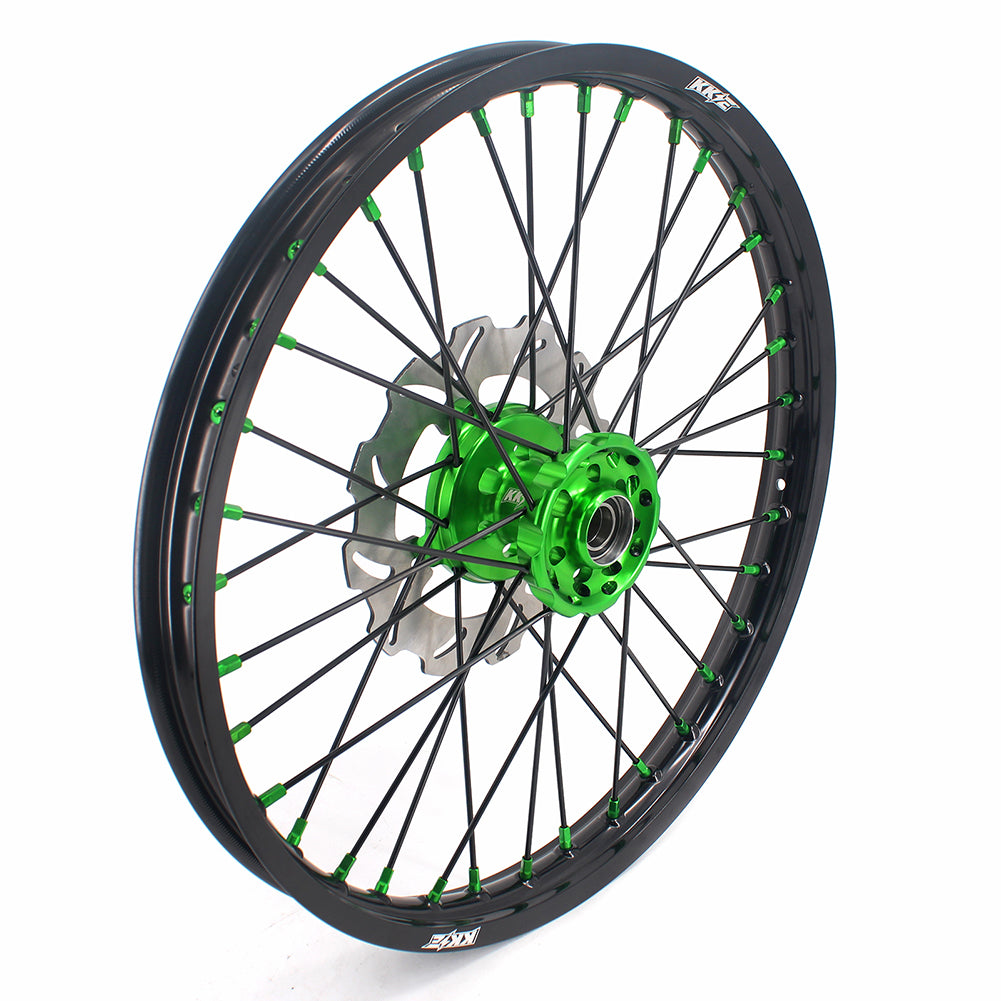 KKE 21/19 MX Rims Set for KAWASAKI KX125 KX250 KX250F KX450F Green Spoke