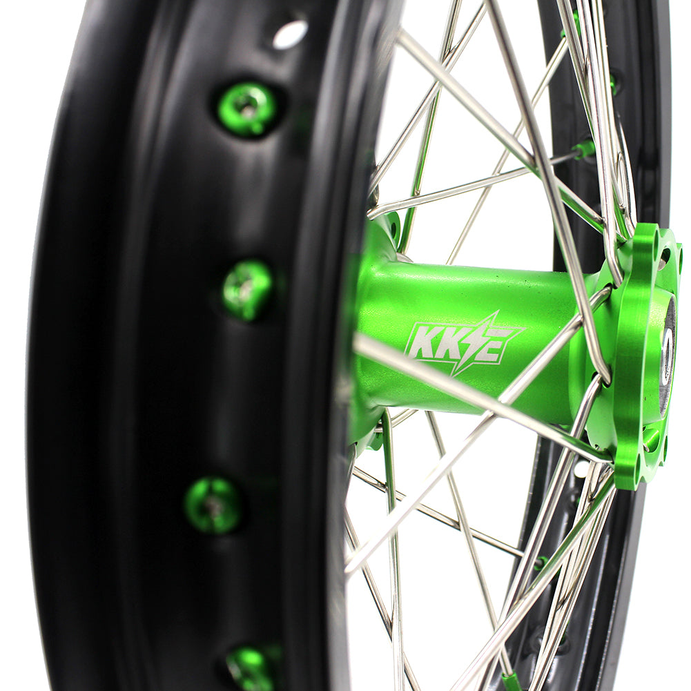 KKE 19" 16" For KAWASAKI KX85 KX80 KX100 KLX140/L Big Kid's Wheels Rim Green Hub