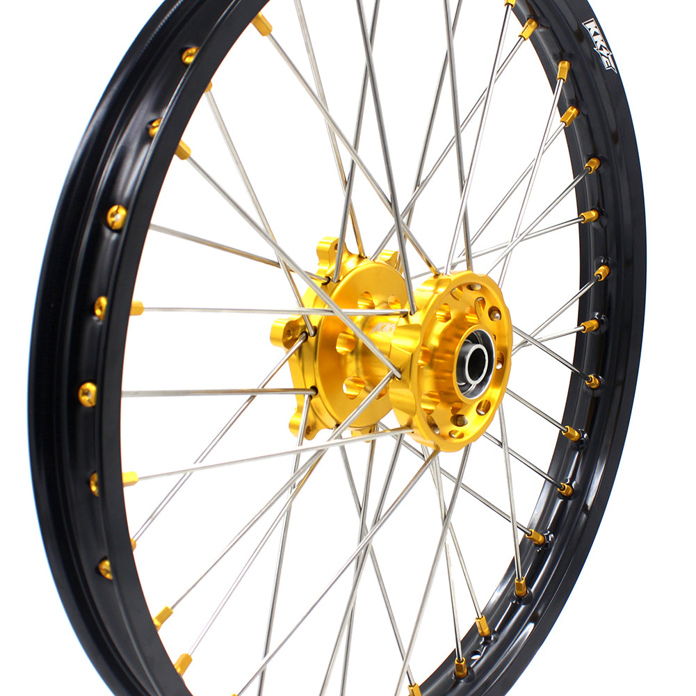 KKE 21 & 19 MX Dirt Bike Rims For SUZUKI RM125 2001-2007 RM250 2008 Gold Nipple