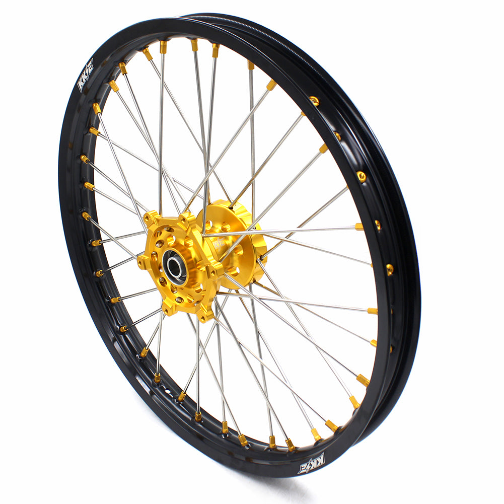 KKE 21 & 19 MX Dirt Bike Rims For SUZUKI RM125 2001-2007 RM250 2008 Gold Nipple