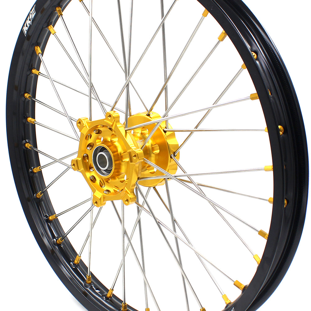 KKE 21 & 19 MX Dirt Bike Rims For SUZUKI RM125 2001-2007 RM250 2008 Gold Nipple