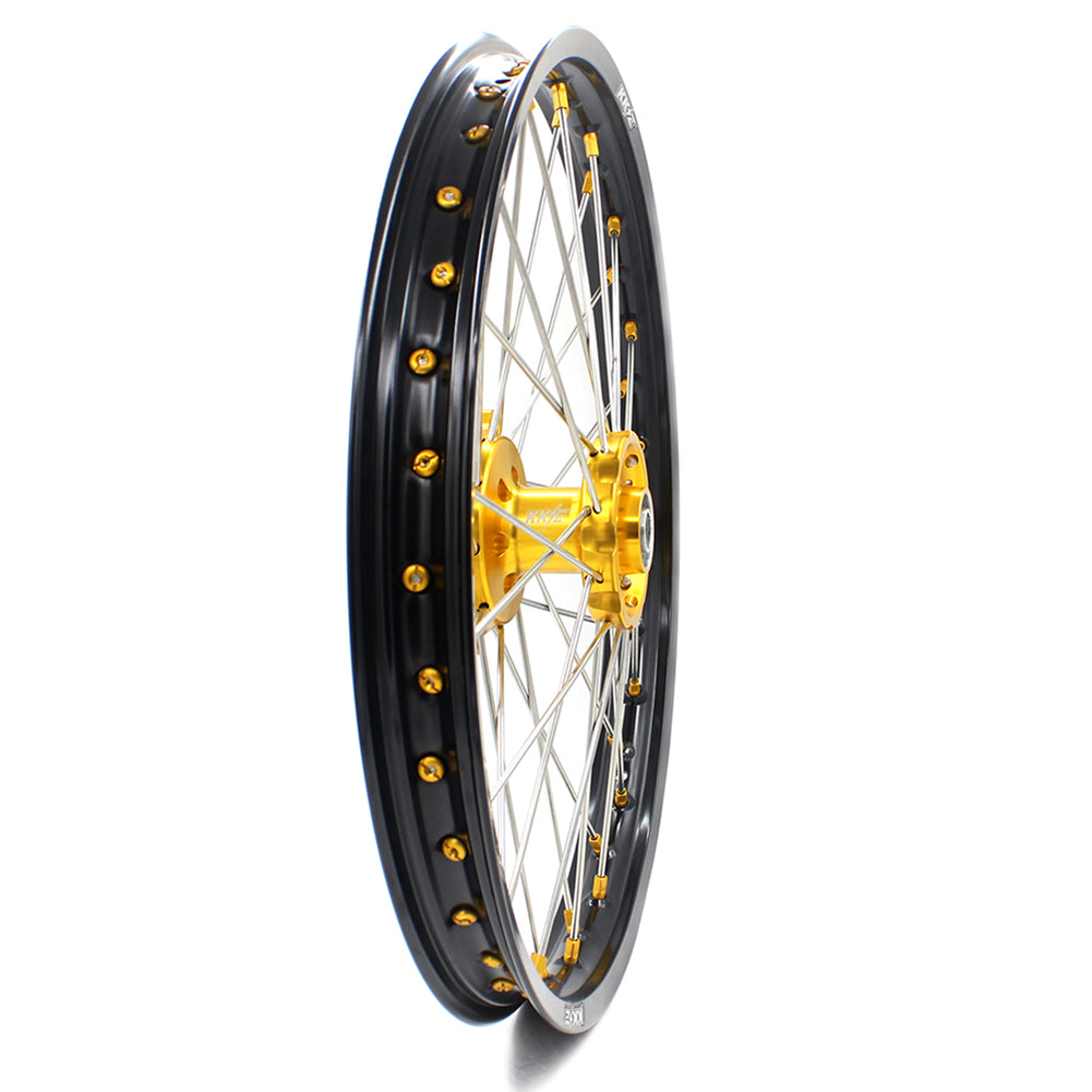 KKE 21 & 19 MX Dirt Bike Rims For SUZUKI RM125 2001-2007 RM250 2008 Gold Nipple