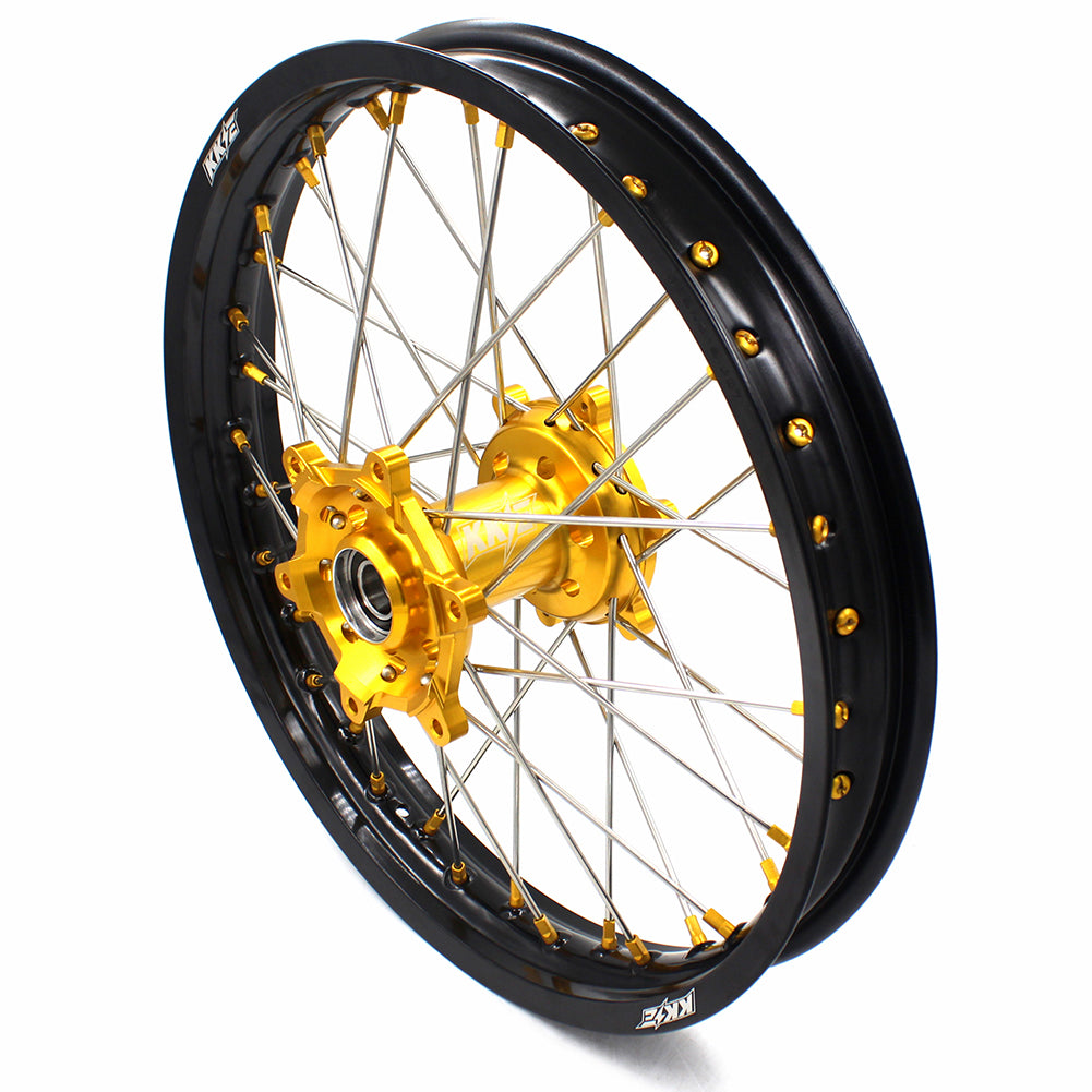 KKE 21 & 19 MX Dirt Bike Rims For SUZUKI RM125 2001-2007 RM250 2008 Gold Nipple