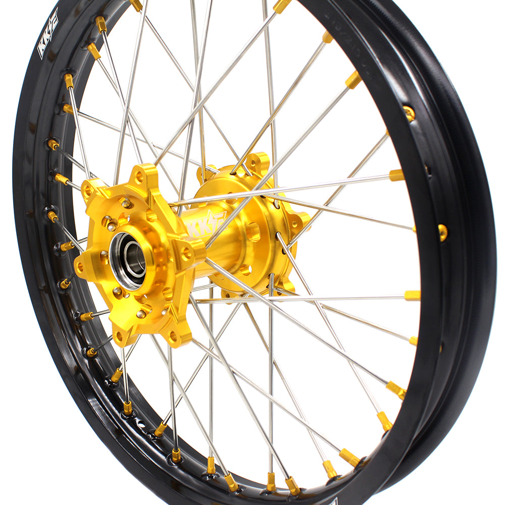 KKE 21 & 19 MX Dirt Bike Rims For SUZUKI RM125 2001-2007 RM250 2008 Gold Nipple
