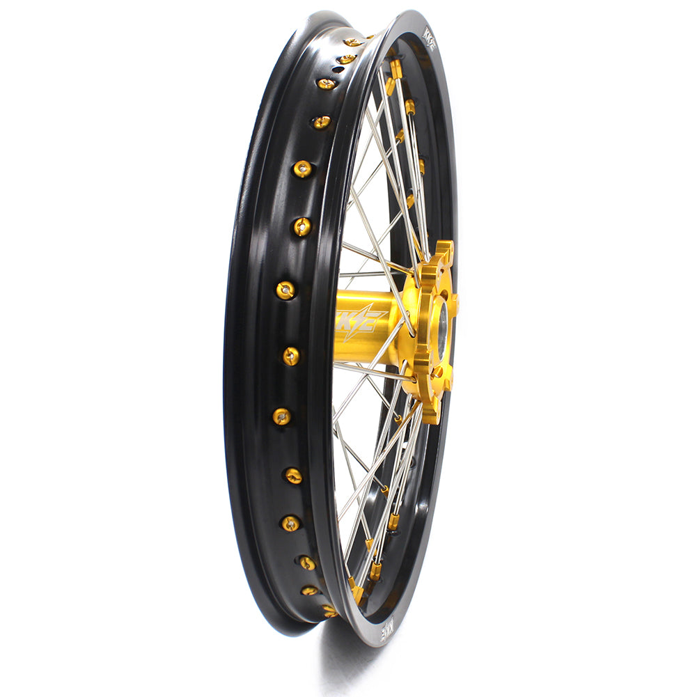KKE 21 & 19 MX Dirt Bike Rims For SUZUKI RM125 2001-2007 RM250 2008 Gold Nipple