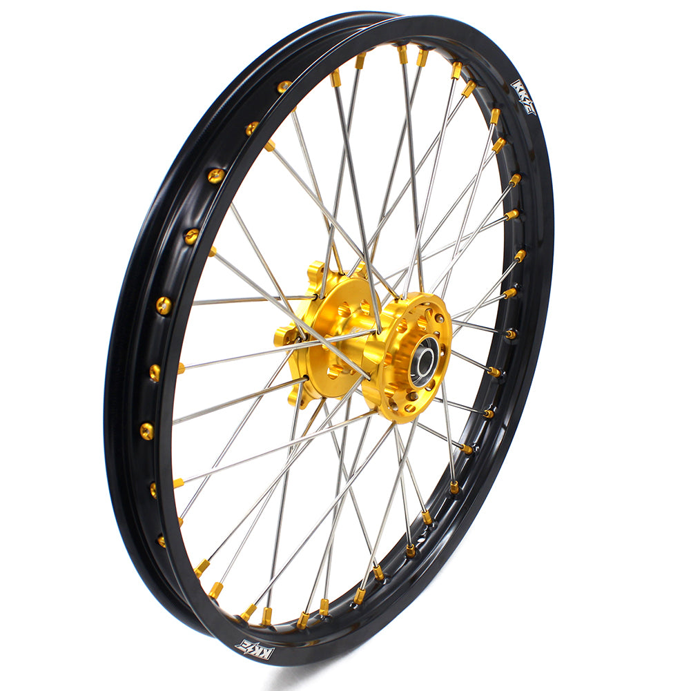 KKE 21 & 19 MX Dirt Bike Rims For SUZUKI RM125 2001-2007 RM250 2008 Gold Nipple