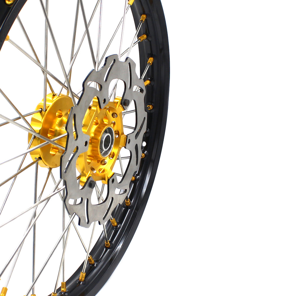 KKE 21 & 19 MX Dirt Bike Rims For SUZUKI RM125 2001-2007 RM250 2008 Gold Nipple