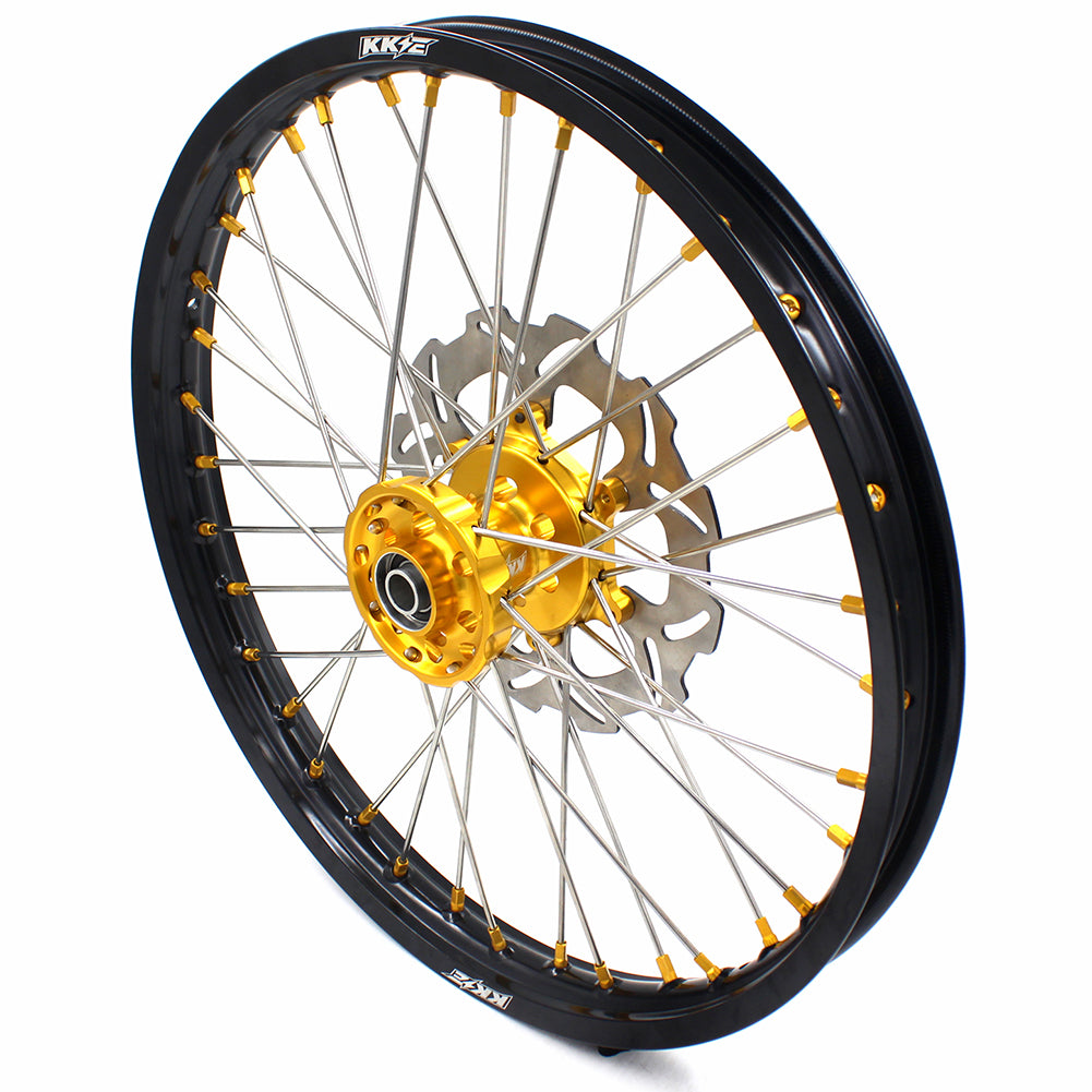 KKE 21 & 19 MX Dirt Bike Rims For SUZUKI RM125 2001-2007 RM250 2008 Gold Nipple