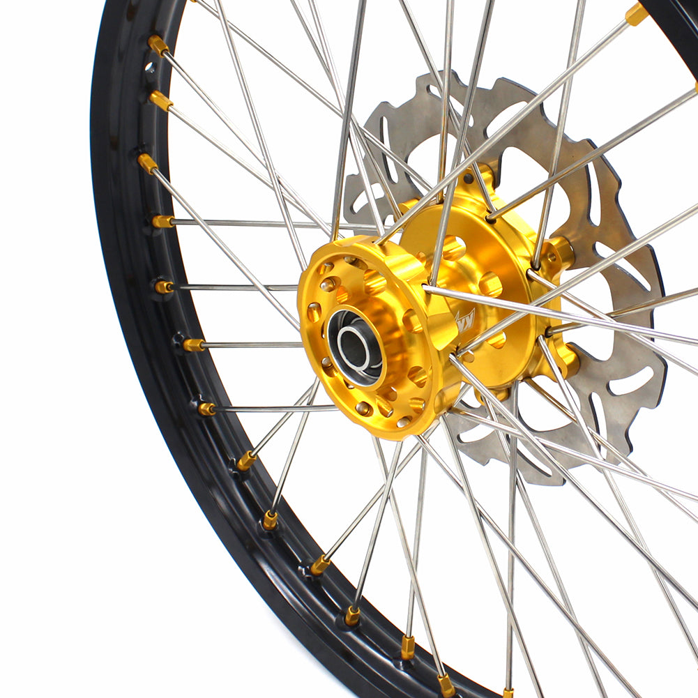 KKE 21 & 19 MX Dirt Bike Rims For SUZUKI RM125 2001-2007 RM250 2008 Gold Nipple