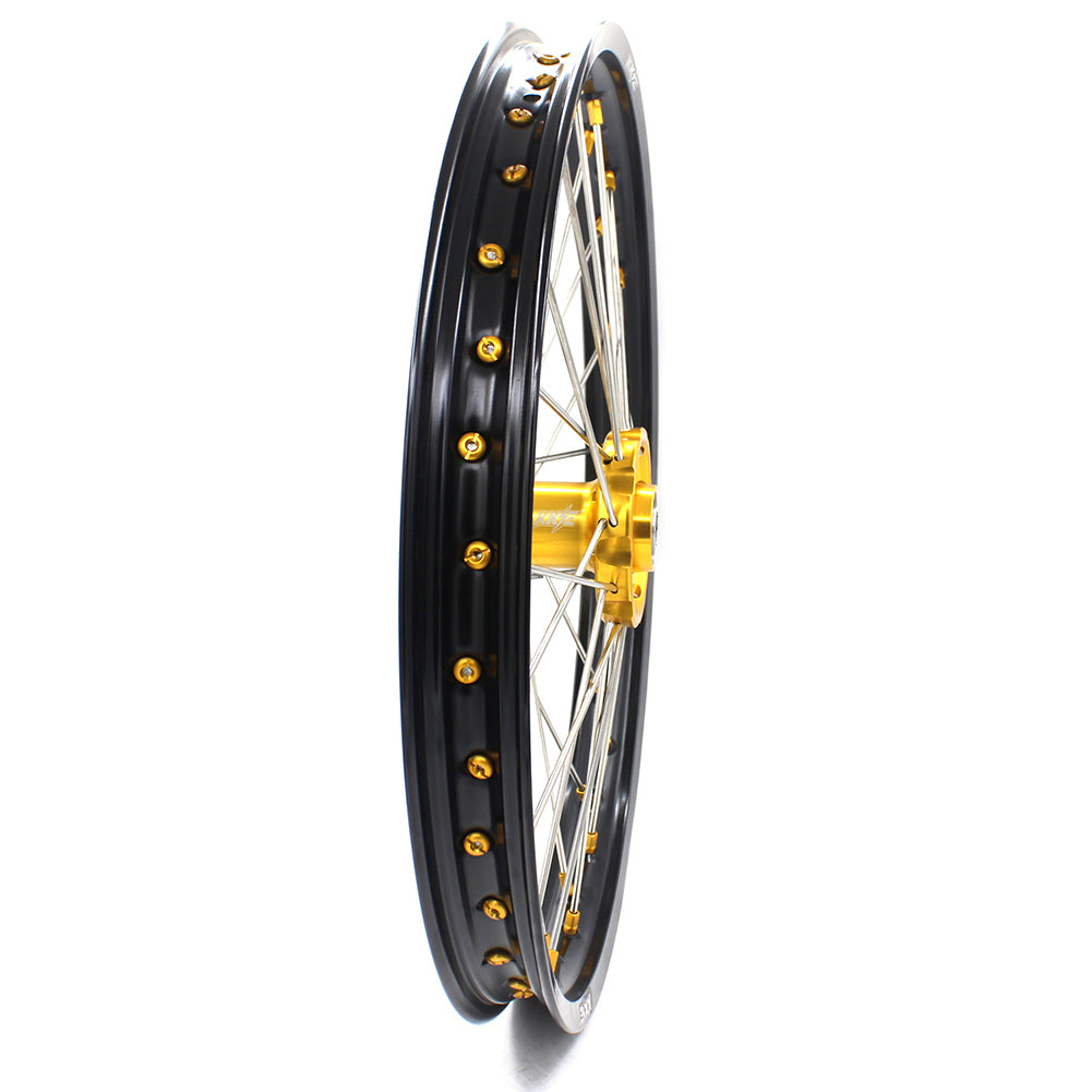 KKE 21 & 19 MX Dirt Bike Rims For SUZUKI RM125 2001-2007 RM250 2008 Gold Nipple