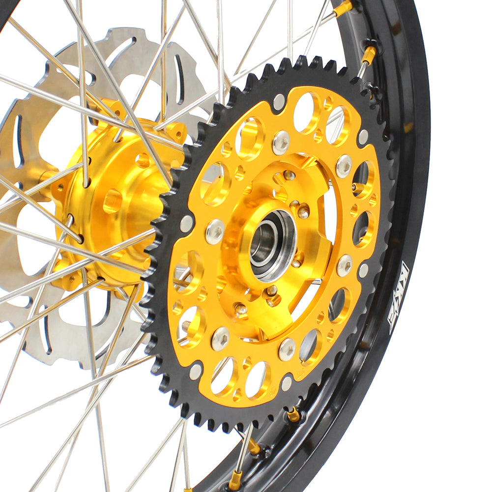 KKE 21 & 19 MX Dirt Bike Rims For SUZUKI RM125 2001-2007 RM250 2008 Gold Nipple