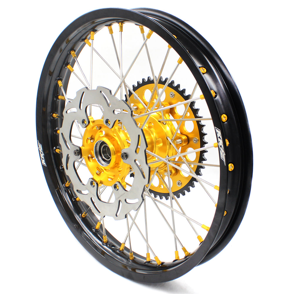 KKE 21 & 19 MX Dirt Bike Rims For SUZUKI RM125 2001-2007 RM250 2008 Gold Nipple