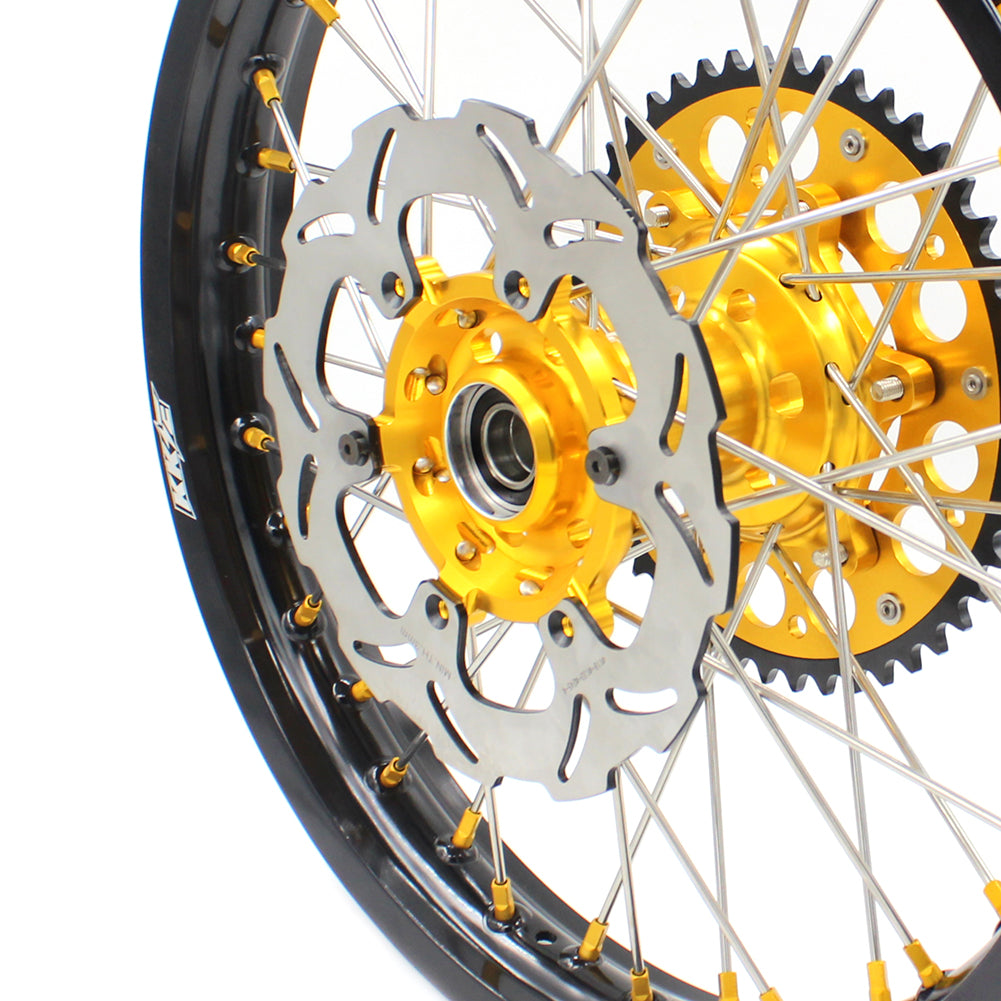 KKE 21 & 19 MX Dirt Bike Rims For SUZUKI RM125 2001-2007 RM250 2008 Gold Nipple